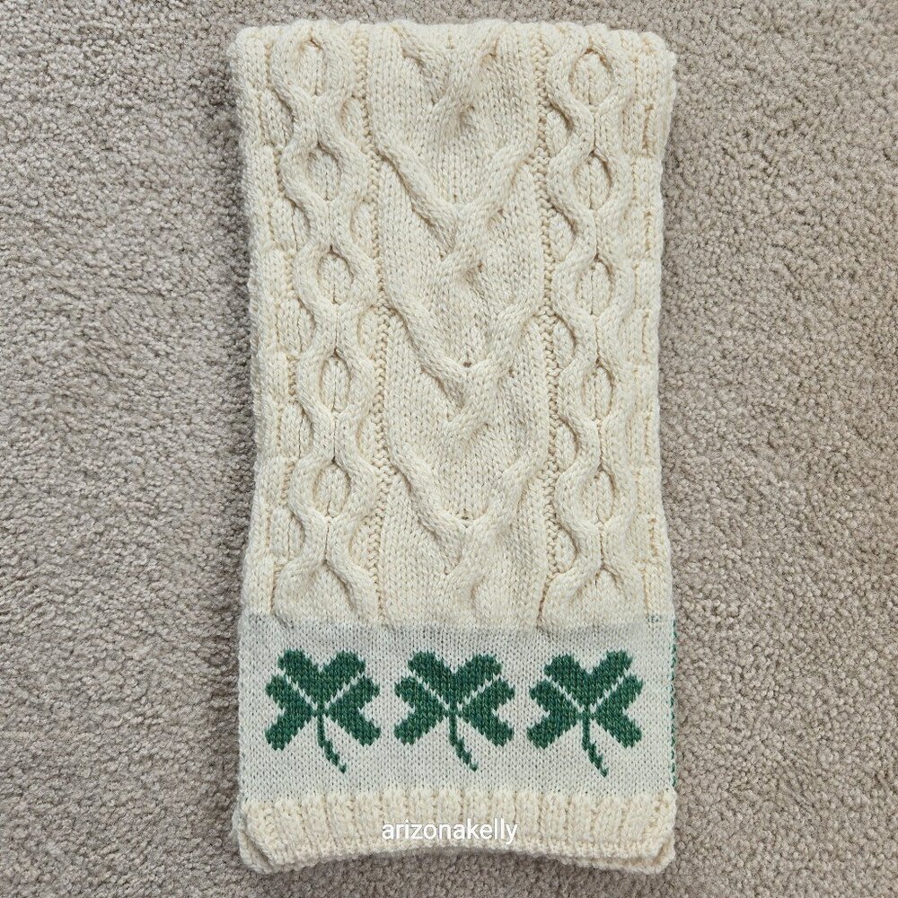 Aran Woolen Mills Merino Wool Scarf with Shamrocks Ireland